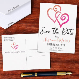 Brautparty Save the Date Orange Pink Hearts Ann Ankündigungspostkarte