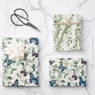 Brautparty Schöne Blaue Schmetterlinge Geschenkpapier Set