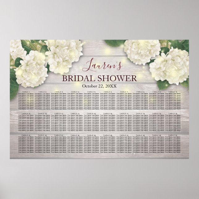 Brautparty Seekarte Blume Lights Wood Poster (Vorne)