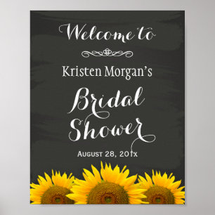 Brautparty Signatur Elegante Sonnenblumen Chalkboa Poster