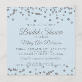 Brautparty-silbernes Glitzerconfetti-Eis-Blau Einladung