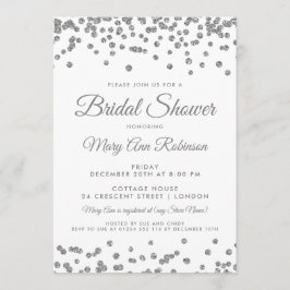 Brautparty Silver Imitats Glitzer Confetti White Einladung