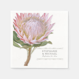 Brautparty Simple Modern Floral Pink Protea Serviette
