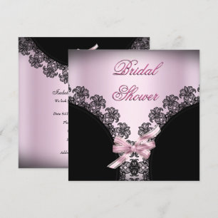 Brautparty Soft Pink Black Lace Einladung