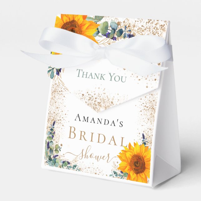 Brautparty Sonnenblumen Eukalyptus vielen Dank Geschenkschachtel (Vorderseite)