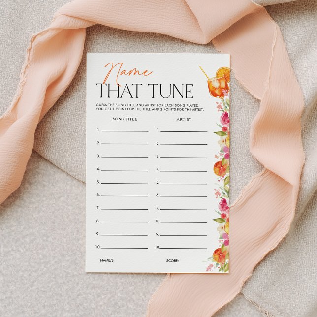 Brautparty-Spiel Name That Tune First Spritz (Name that tune | Bridal Shower game | Love at First Spritz | Floral Bridal Shower Citrus)