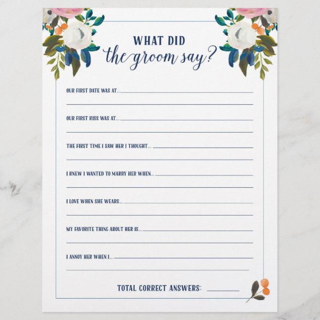 Brautparty-Spiele, was hat der Gräuel gesagt? (Vorderseite)