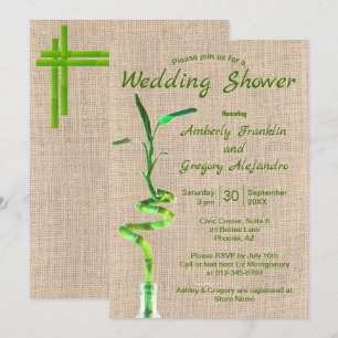 Brautparty Spiraled Lucky Bamboo Rustikaler Burlap Einladung