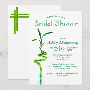 Brautparty Spiralgeschmack Lucky Bamboo über Weiß Einladung