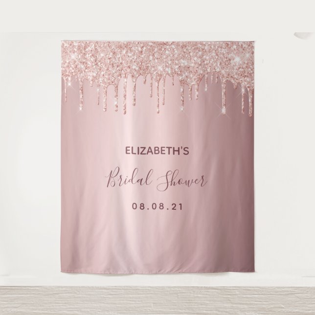 Brautparty staubige Rose Gold Tropfen Wandteppich (Vorderseite)