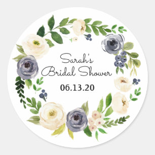 Brautparty Sticker Favoriten Blumenblau