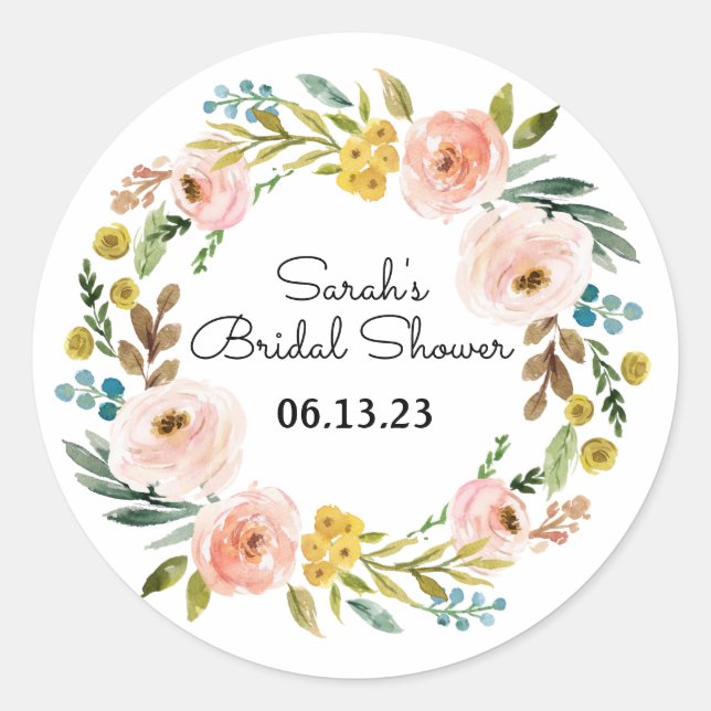 Brautparty Sticker Favoriten Blumenherbst (Vorderseite)