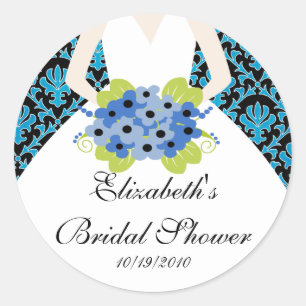 Brautparty Sticker Siegel Damask Royal Blue