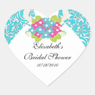 Brautparty Sticker Siegel Damask Türkis