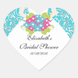 Brautparty Sticker Siegel Damask Türkis
