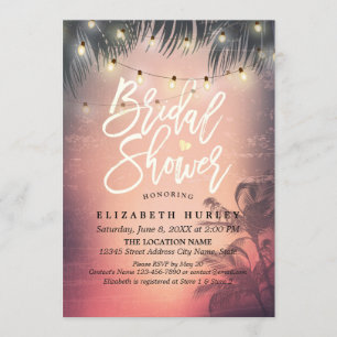 Brautparty Summer Beach Palm Tree String Light Einladung