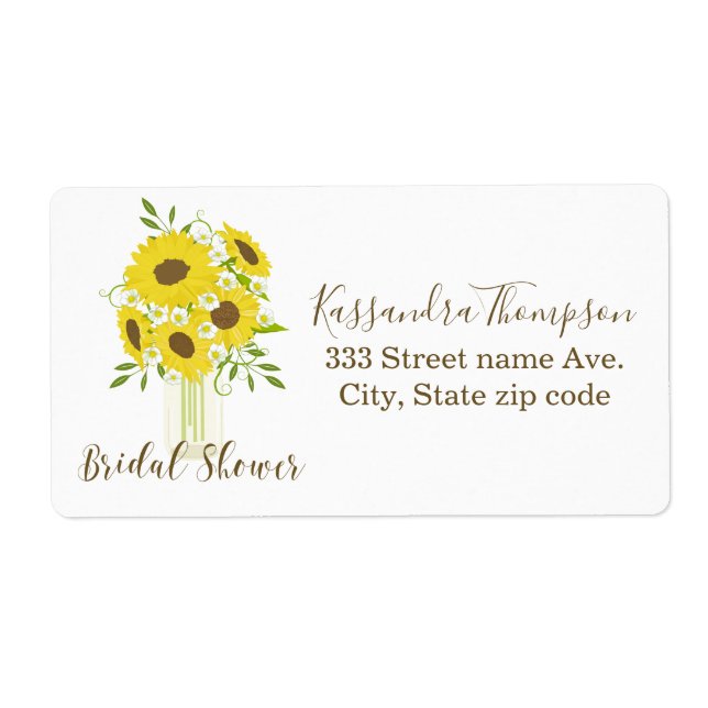 Brautparty Sunflower Address Label (Vorne)