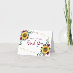 Brautparty Sunflower Geometric Floral Vielen Dank Dankeskarte