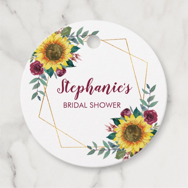 Brautparty Sunflower Geometric Floral Vielen Dank Geschenkanhänger (Vorderseite)