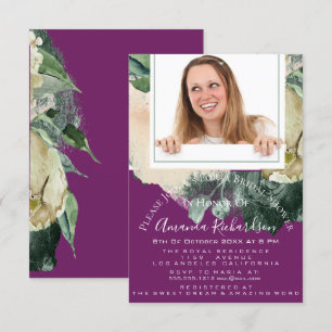 Brautparty Sweet 16. Foto Marsala Mint Floral Einladung