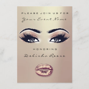 Brautparty Sweet 16. Kiss Lip Makeup Rose Gold Einladung