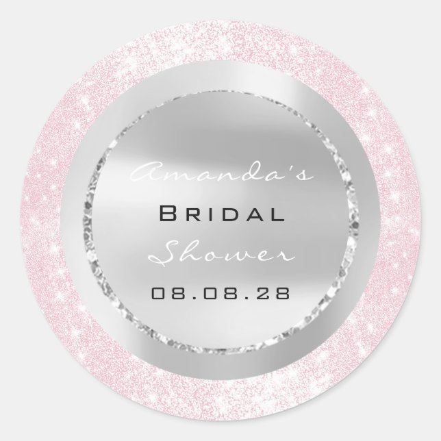 Brautparty Sweet 16. Pink Spark Glitzer Grau Runder Aufkleber (Vorderseite)