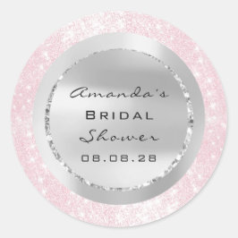 Brautparty Sweet 16. Pink Spark Glitzer Grau Runder Aufkleber