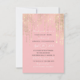 Brautparty Sweet 16. Rosa Rose Gold Streifen Einladung