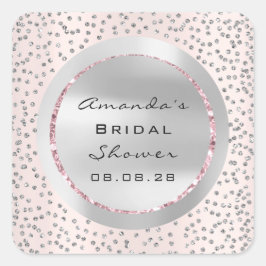 Brautparty Sweet 16. Rose Glitzer Gray Confett Quadratischer Aufkleber