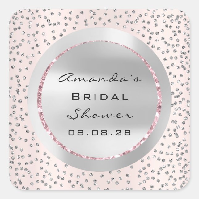 Brautparty Sweet 16. Rose Glitzer Gray Confett Quadratischer Aufkleber (Vorderseite)