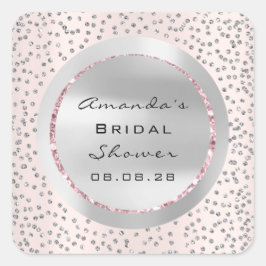 Brautparty Sweet 16. Rose Glitzer Gray Confett Quadratischer Aufkleber