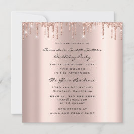 Brautparty Sweet 16. Tropfen Rose Gold Foto Einladung