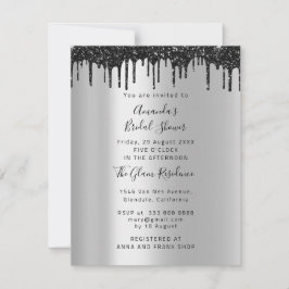 Brautparty Sweet 16. Tropfen Silver Black Foto Einladung