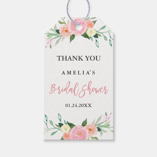 Brautparty-Tags für botanisches Blumenwasser Geschenkanhänger (Vorderseite)