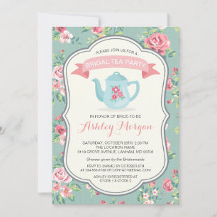 Brautparty Tea Party Elegante Vintage Blumen Einladung