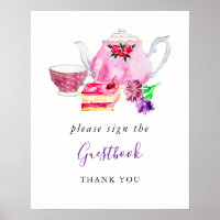 Brautparty Tea Party Lila Unterschreiben Sie das G