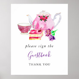 Brautparty Tea Party Lila Unterschreiben Sie das G Poster