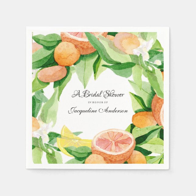 Brautparty Tee Citrus Leaf Orange Lemon Garden Serviette (Vorderseite)