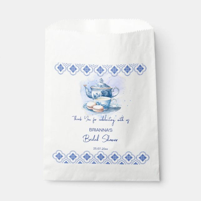 Brautparty Tee Gastgeschenk Tee Tee Tee aus blauem Geschenktütchen (Vorderseite)