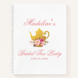Brautparty Tee Party Blumenrosa Gold Geschenkliste Notizbuch
