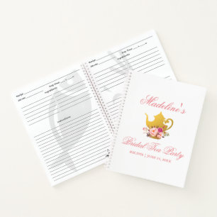 Brautparty Tee Party Blumenrosa Rezept Notizbuch