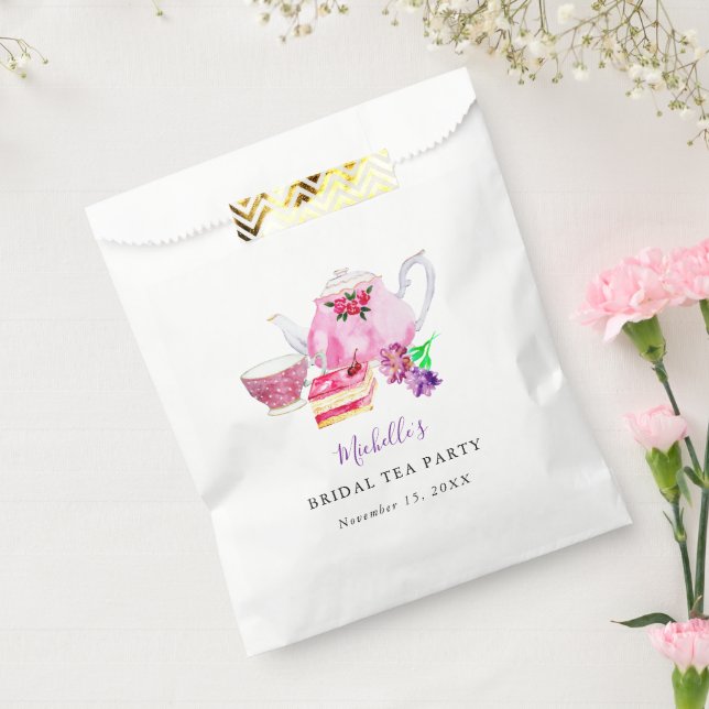 Brautparty Tee Party Lila Teapot Wasser Geschenktütchen (Versiegelt)