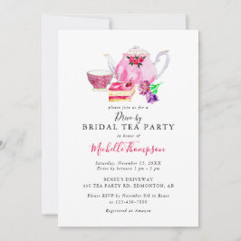 Brautparty Tee-Party Pink Teekanne Invit Einladung
