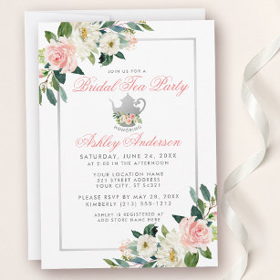 Brautparty Tee Party Rosa Blumenzwiebeln P Einladung