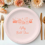 Brautparty Tee Thema Whimsical Doodle Pappteller<br><div class="desc">Brautparty Teepapier-Teller mit Knüppel</div>