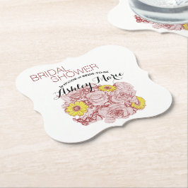 Brautparty Terra Cotta Kontur Bouquet Custom Untersetzer