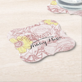 Brautparty Terra Cotta Kontur Bouquet Template Untersetzer