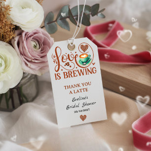 Brautparty Terrakotta-Kaffee 'Liebe ist am Brodeln Geschenkanhänger