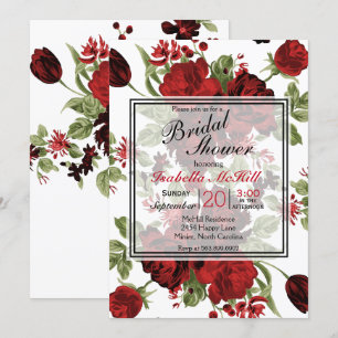 Brautparty - tiefrote Rosen Einladung