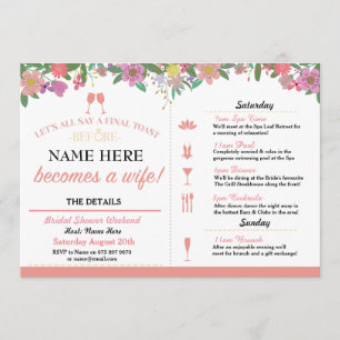 Brautparty Toast Floral Korken Rosa Einladung